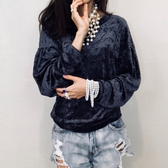 Free People Crushed Velvet Sweatshirt - Picture 6 of 6